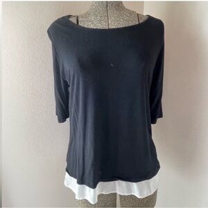 Women's Top - Black/white layered tshirt/jersey material, (9) -add to a bundle